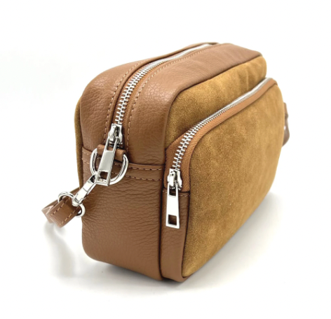 Italian leather tassel bag with crossbody strap