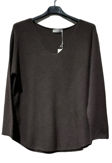 Chocolate knit v neck top