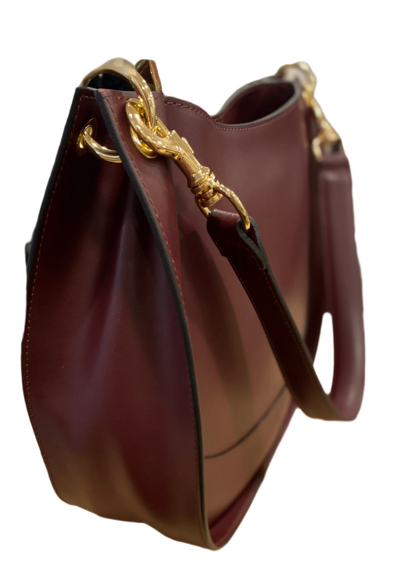Saffiano genuine leather bag in burgundy