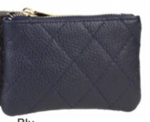 Padded leather zip wallet Navy