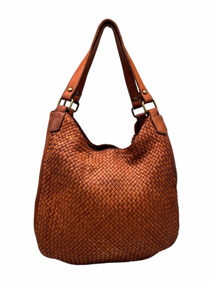 lattice weave italian leather bag