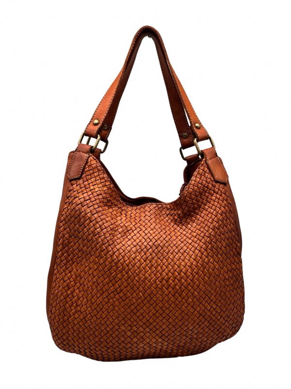 lattice weave italian leather bag
