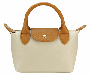 Small Two-Tone Tote Bag ITALIAN LEATHER CREAM