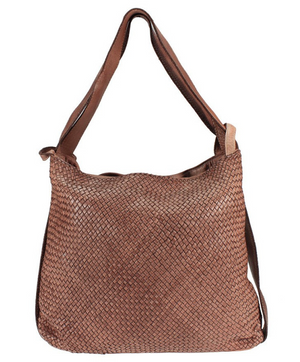 lattice weave italian leather bag