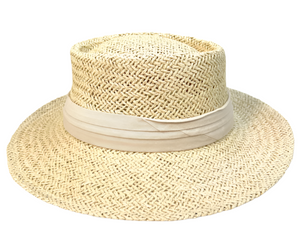 Braided sun hat with ribbon