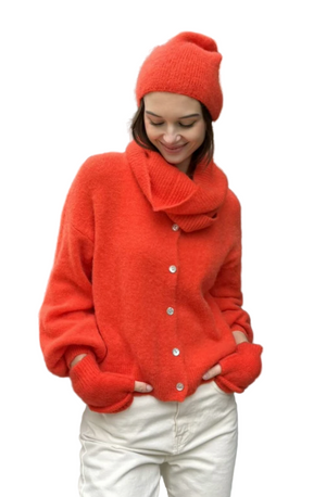 RED ALPACA WOOL CARDIGAN