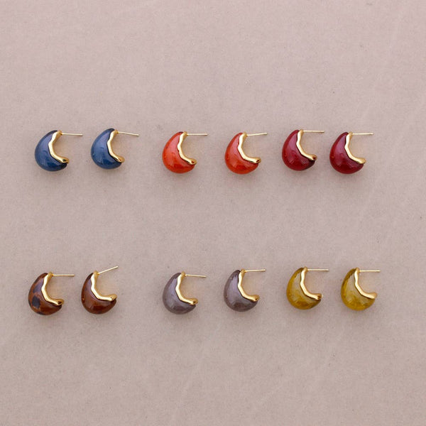 Steel Resin Drop Earrings