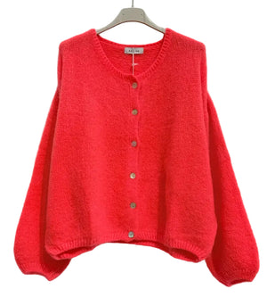 Kid mohair cardigan with a round neck