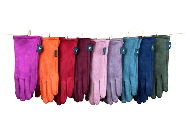 A colourful selection of suede gloves