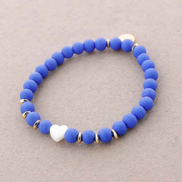 Nacar Heart Beads Elastic Bracelet