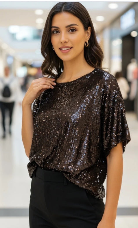 Loose Lined Sequin T Shirt