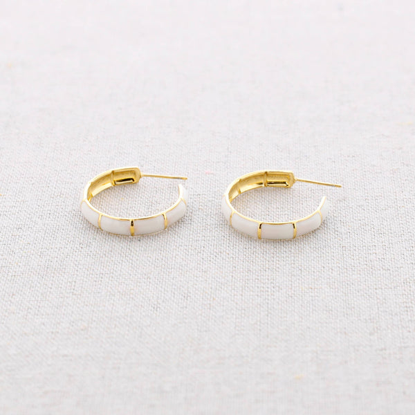 2.7 Cm Enamel Steel Hoop Earrings