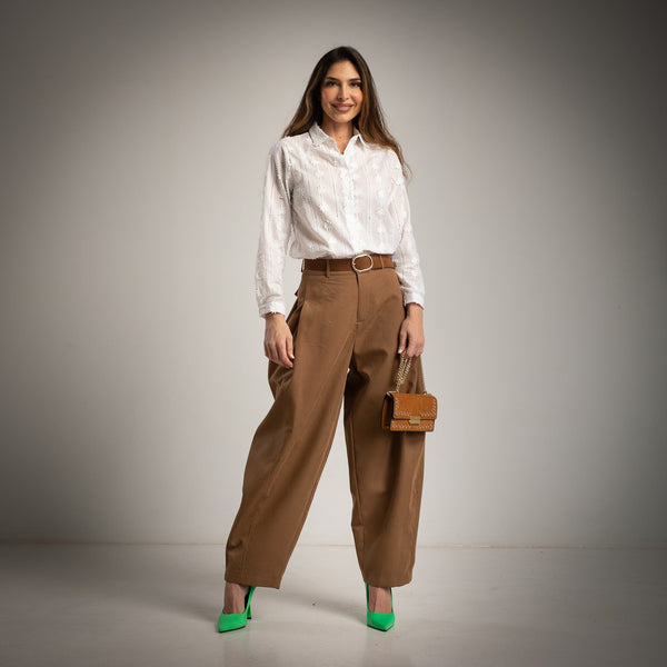 White Flower Detail Shirt