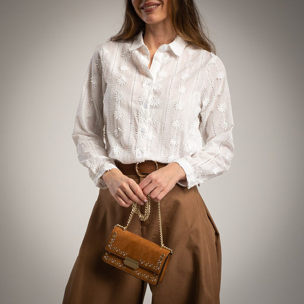 White Flower Detail Shirt