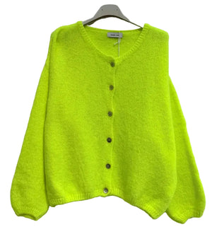 Kid mohair cardigan with a round neck