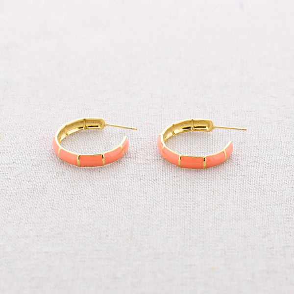 2.7 Cm Enamel Steel Hoop Earrings