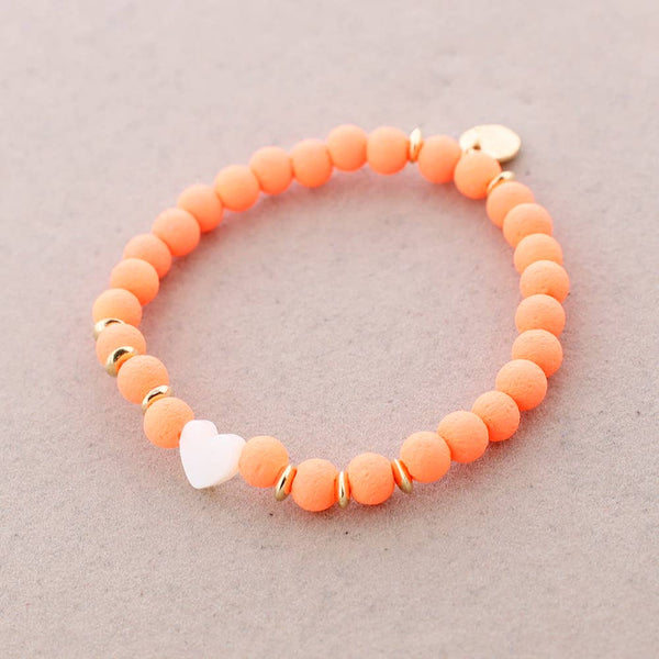 Nacar Heart Beads Elastic Bracelet
