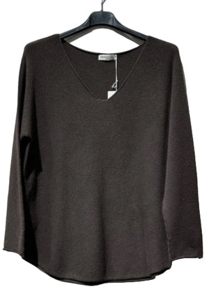 Chocolate knit v neck top