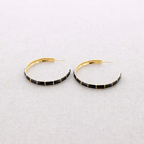 5Cm Enamel Steel Hoop Earrings