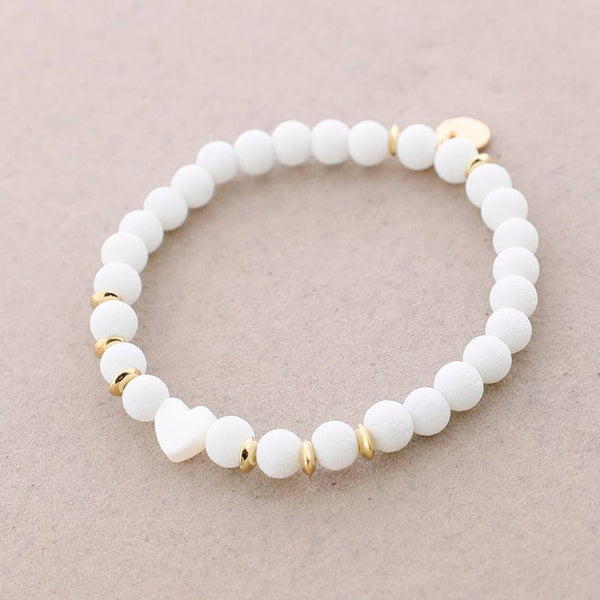 Nacar Heart Beads Elastic Bracelet
