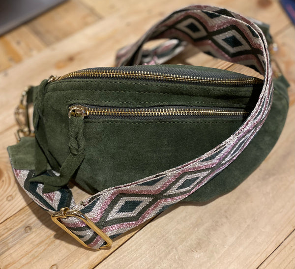 Suede leather waist bag