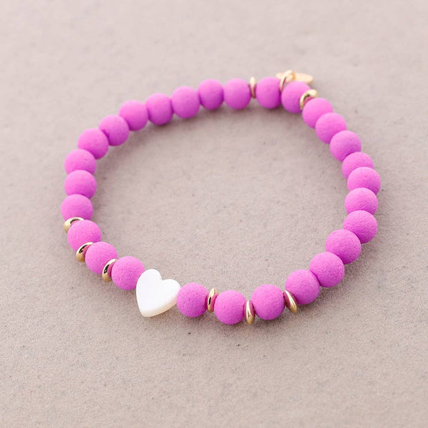 Nacar Heart Beads Elastic Bracelet