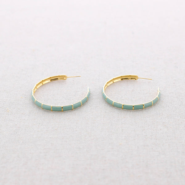5Cm Enamel Steel Hoop Earrings
