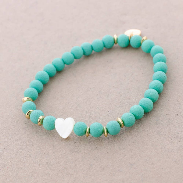 Nacar Heart Beads Elastic Bracelet