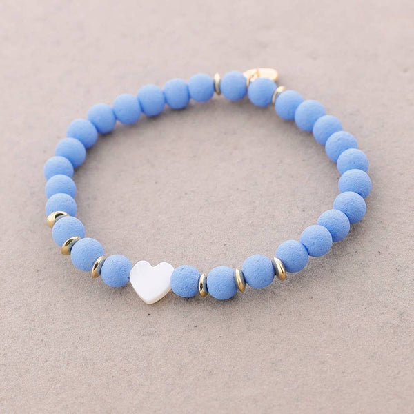 Nacar Heart Beads Elastic Bracelet
