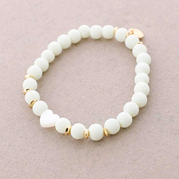 Nacar Heart Beads Elastic Bracelet