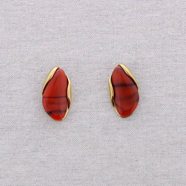 Steel Earrings Irregular Shape Resin