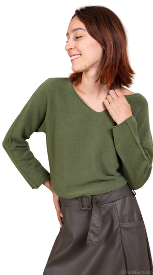 Green knit v neck top