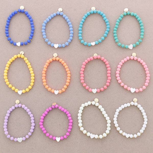 Nacar Heart Beads Elastic Bracelet