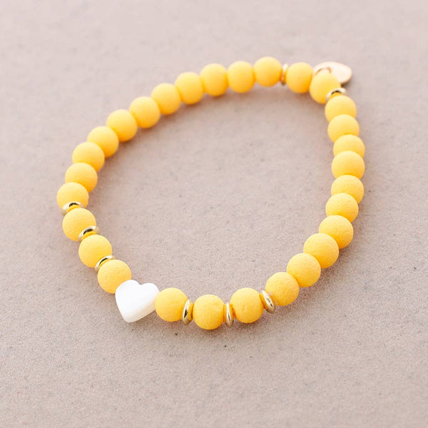 Nacar Heart Beads Elastic Bracelet