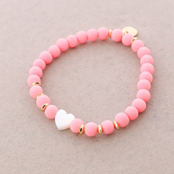 Nacar Heart Beads Elastic Bracelet