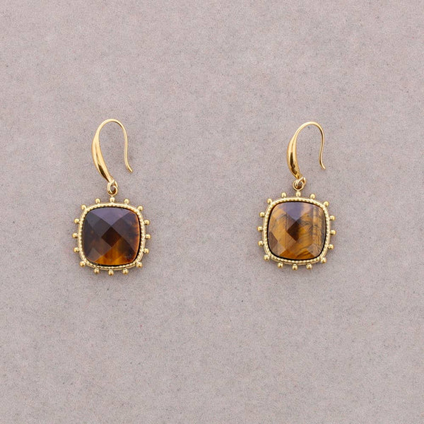 Bronze Stone Dangle Earrings