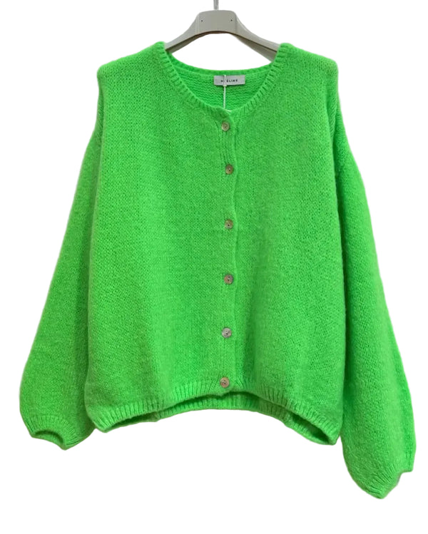 Kid mohair cardigan with a round neck