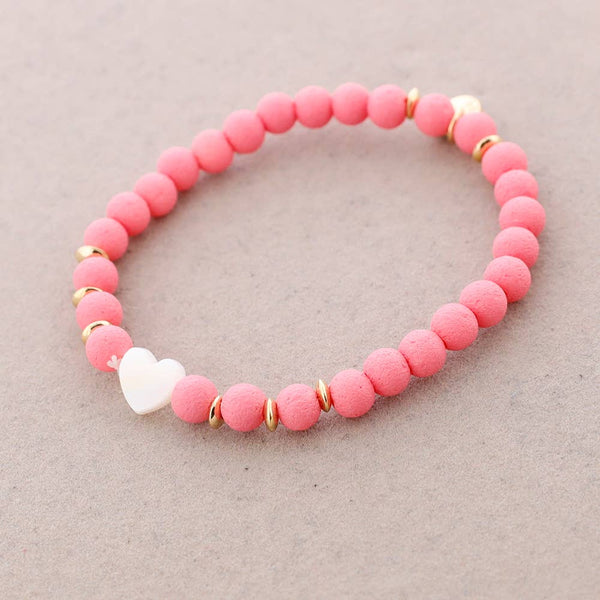 Nacar Heart Beads Elastic Bracelet