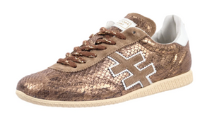 Another trend bronze snake skin trainer