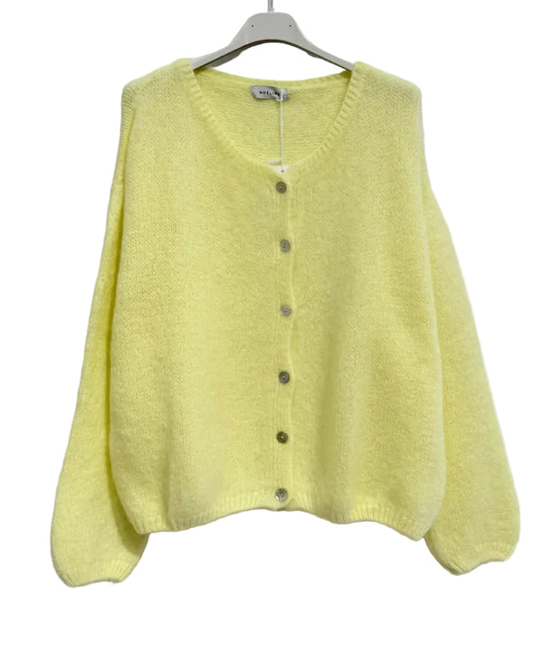 Kid mohair cardigan with a round neck