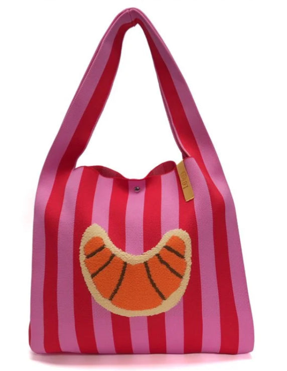 Striped Beach Shopper w/Orange