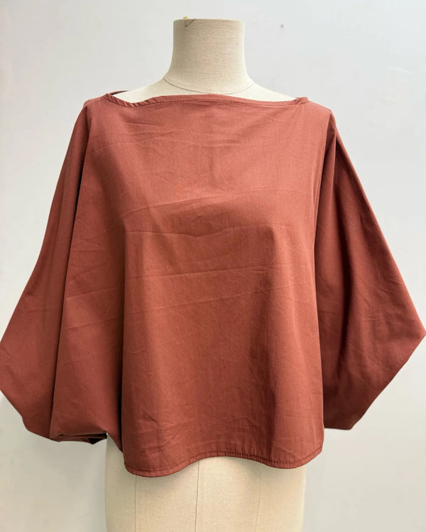 Rust Puff Sleeve Top