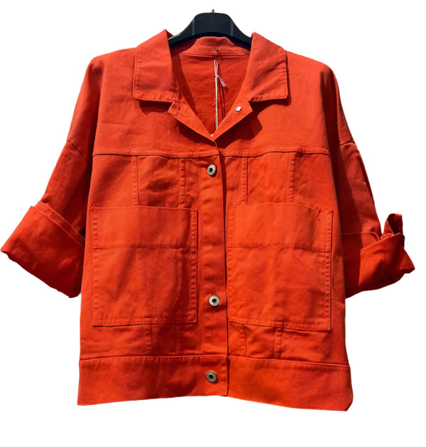 Orange cotton denim jacket