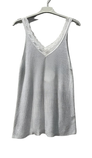 v neck cami with lace detail pale pink