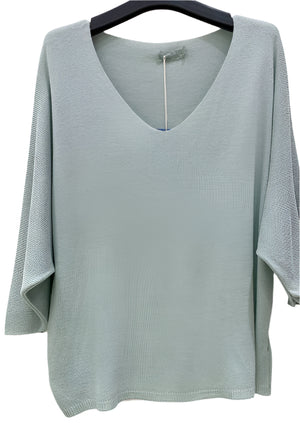 3/4 length soft v neck top