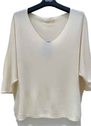 3/4 length soft v neck top