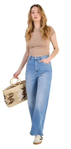 Wide Leg 90's high waist blue jeans