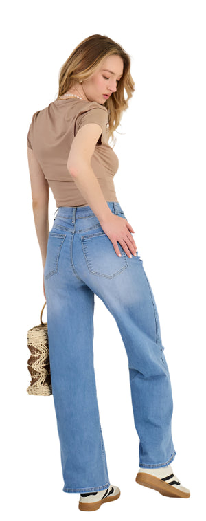 Wide Leg 90's high waist blue jeans