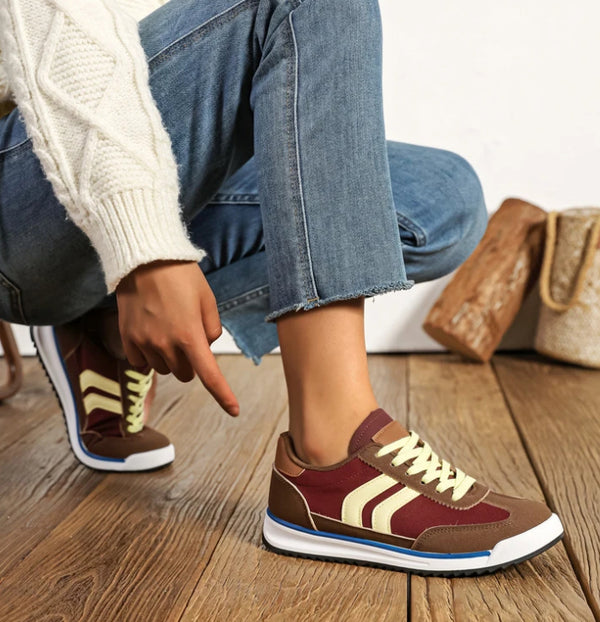 Burgundy Trainers w/Stripe
