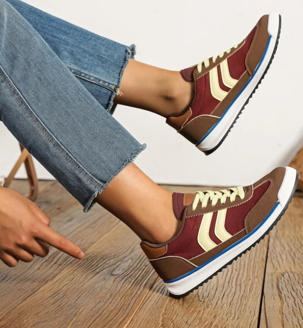 Burgundy Trainers w/Stripe